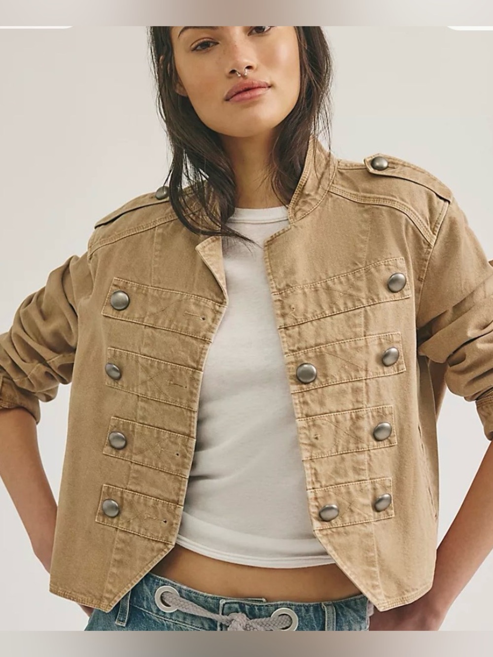 Free People We The Free Ryland Band Jacket. NWT. Irish crème